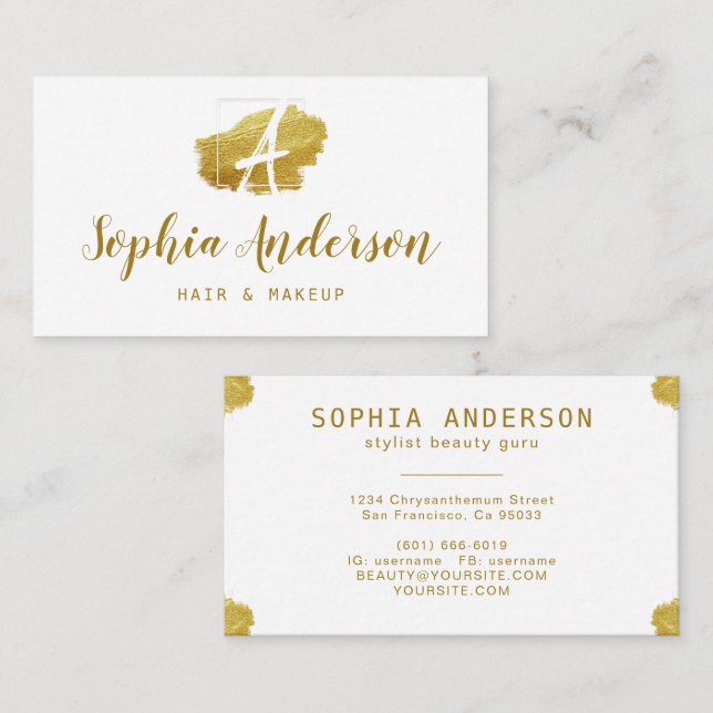 Elegant Chic Golden & Signature Script Business Bu Business Card (Front/Back)
