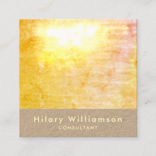 Elegant Chic Golden Yellow Grunge Kraft Square Business Card