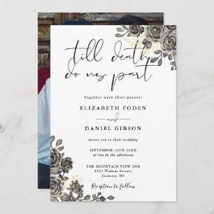 Elegant Chic Gothic Roses Floral Photo Wedding Invitation