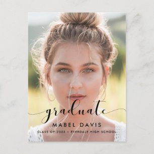 Elegant & chic graduation photo postcard