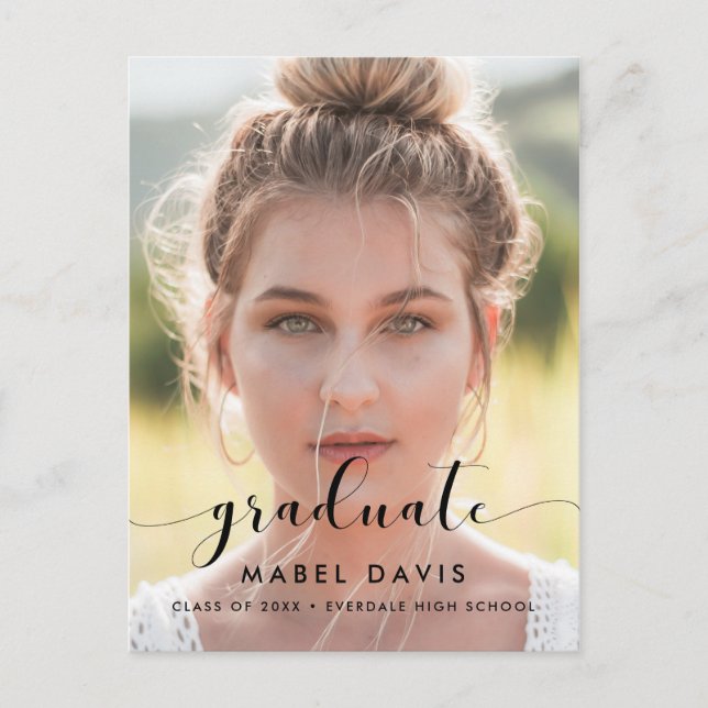 Elegant & chic graduation photo postcard (Front)