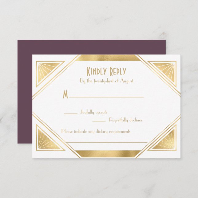 Elegant chic  Great Art Deco RSVP Card (Front/Back)