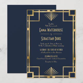Elegant chic  Great Gatsby Art Deco Wedding Invita Invitation