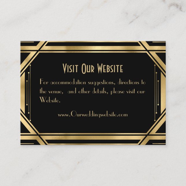 Elegant chic Great Gatsby Wedding  Details  Enclosure Card (Front)