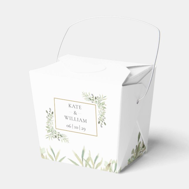 Elegant Chic Greenery Wedding Favour Box (Front Side)