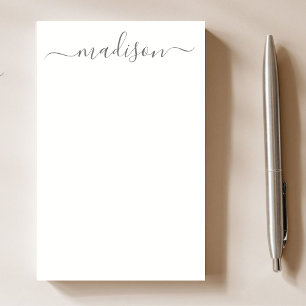 Elegant chic Grey Calligraphy Script Name Teacher  Post-it Notes