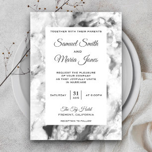 Elegant Chic Grey White Marble Wedding Invitation