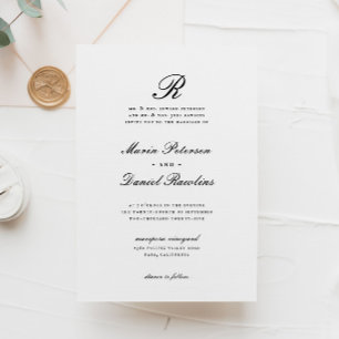 Elegant Chic Initial Classic Monogram Wedding Invitation