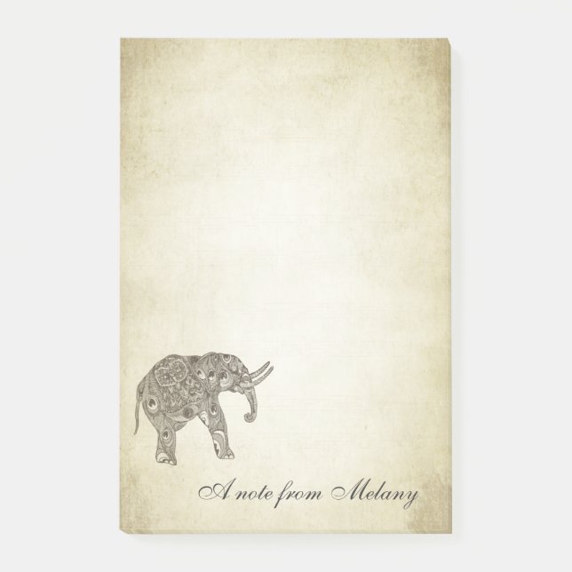 Elegant chic lady elephant vintage post-it notes (Front)