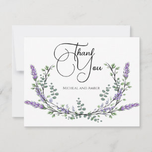 Elegant chic lavender eucalyptus thank you card