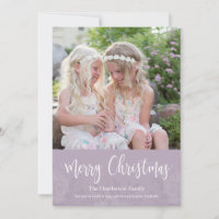 Elegant Chic Lavender Floral Photo Christmas