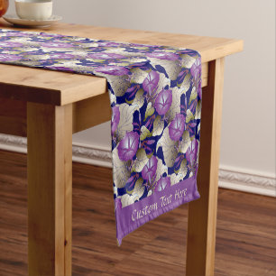 Elegant Chic Lavender Purple Flowers Floral Design Short Table Runner