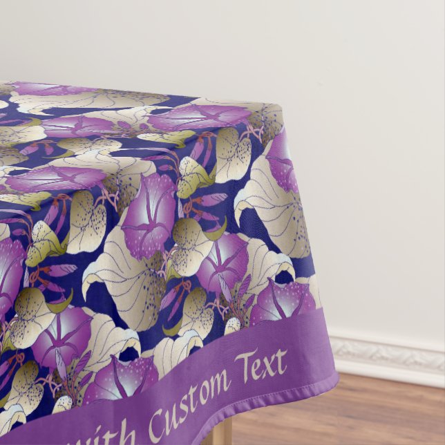Elegant Chic Lavender Purple Flowers Floral Design Tablecloth (In Situ)