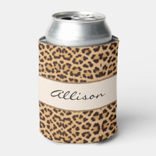 Elegant Chic Leopard Print Personalized Can Cooler