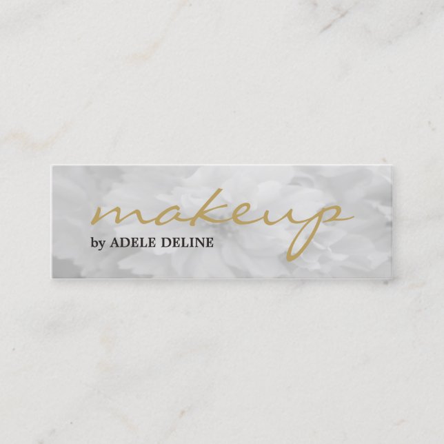 Elegant Chic Light Grey Floral Makeup Artist Mini Business Card (Front)