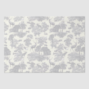 Elegant Chic Light Grey Toile Deer Woodland Tissue Paper