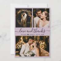 Elegant Chic Lilac 3 Photo Collage Wedding