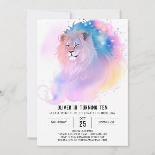 Elegant Chic Lion Birthday Invitation