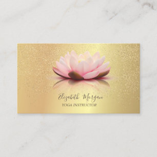 Elegant Chic Lotus Gold Confetti Yoga Instructor Business Card