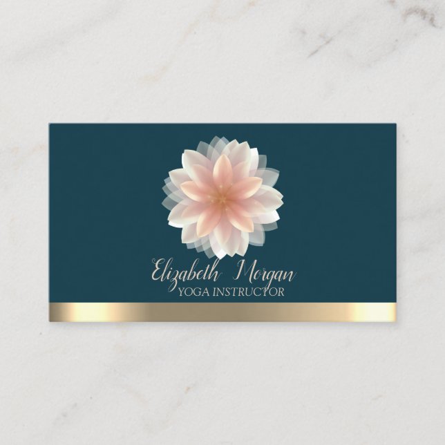 Elegant Chic Lotus Gold Stripe  Business Card (Front)