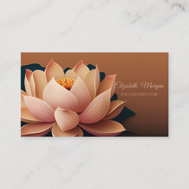 Elegant Chic Lotus Yoga Instructor Business Card (Front)
