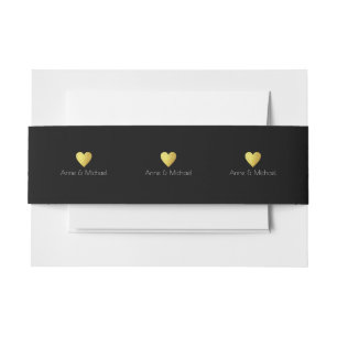 elegant & chic love monogram wedding black invitation belly band