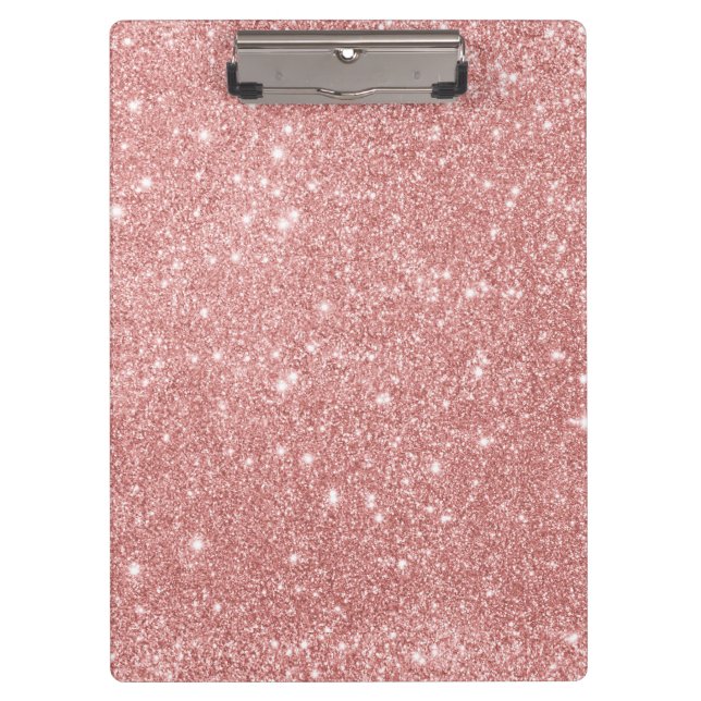 Elegant Chic Luxury Faux Glitter Rose Gold Clipboard (Front)