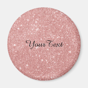 Elegant Chic Luxury Faux Glitter Rose Gold Magnet