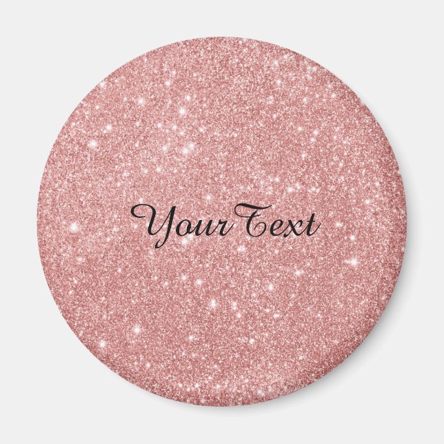 Elegant Chic Luxury Faux Glitter Rose Gold Magnet (Front)