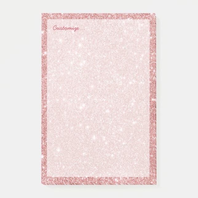 Elegant Chic Luxury Faux Glitter Rose Gold Post-it Notes (Front)