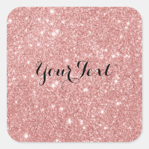 Elegant Chic Luxury Faux Glitter Rose Gold Square Sticker