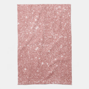 Elegant Chic Luxury Faux Glitter Rose Gold Tea Towel