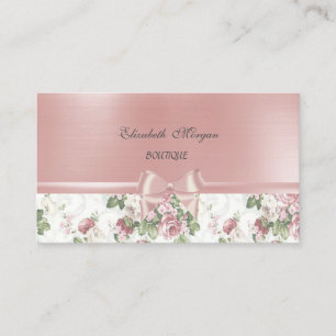 Elegant Chic Luxury ,Flowers , Pink Ribbon Bow Business Card