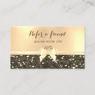 Elegant Chic Luxury ,Glittery,Ribbon Bow Referal Referral Card
