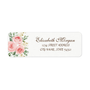 Elegant  Chic Luxury Pink Roses  Address Label