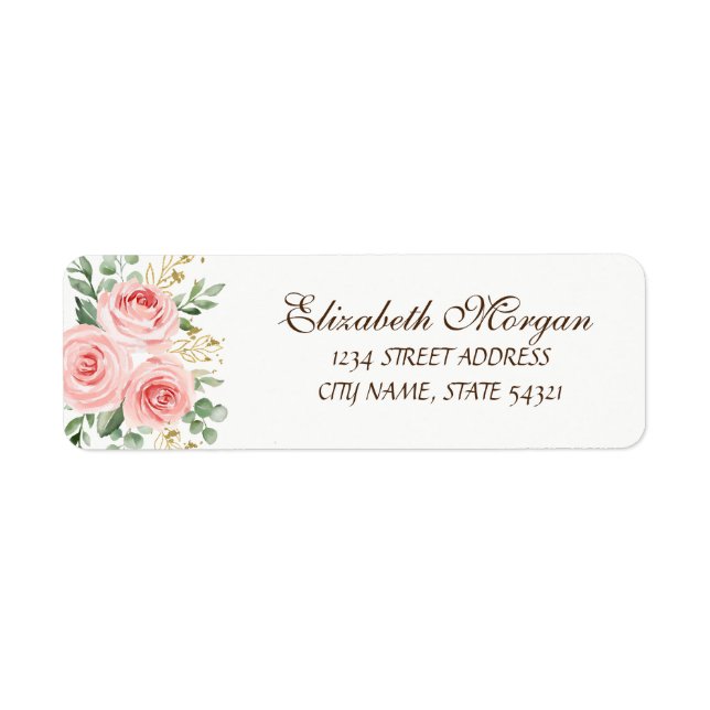 Elegant  Chic Luxury Pink Roses  Address Label (Front)