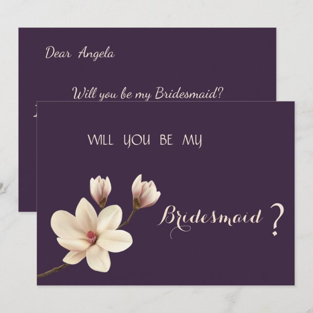 Elegant Chic Magnolia  Bridesmaid Card (Front/Back)