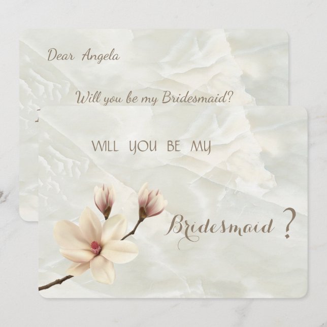 Elegant Chic Magnolia  Bridesmaid Card (Front/Back)