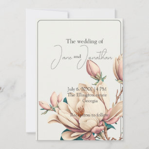Elegant chic magnolia invitation