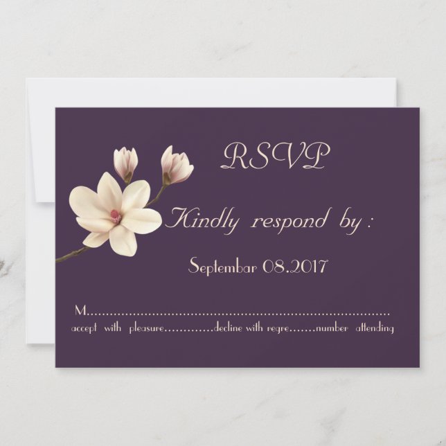 Elegant Chic Magnolia RSVP Invitation (Front)