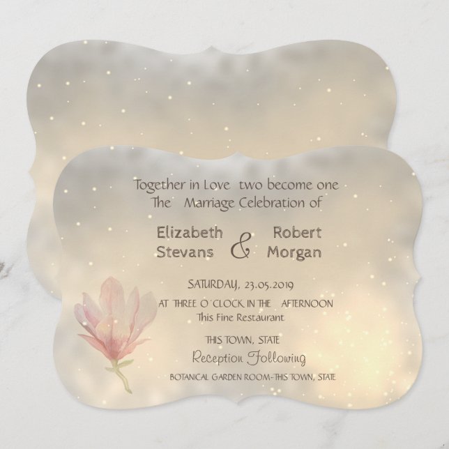 Elegant Chic  Magnolia Wedding Invitation (Front/Back)