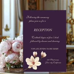 Elegant Chic Magnolia Wedding Reception Invitation