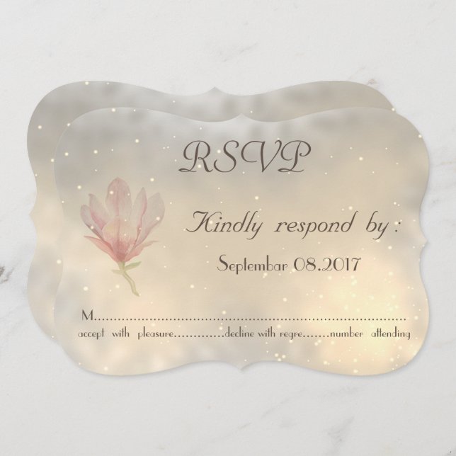 Elegant Chic Magnolia  Wedding  RSVP Card (Front/Back)
