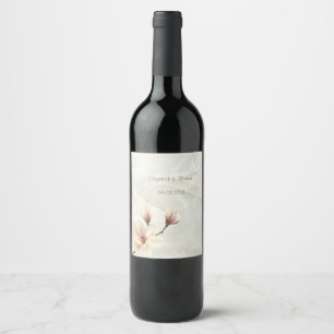 Elegant Chic Magnolia , White Marble Wine Label