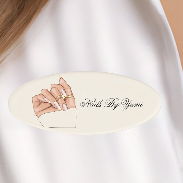 Elegant Chic Manicurist Nail Salon Professional  Name Tag (Creator Uploaded)