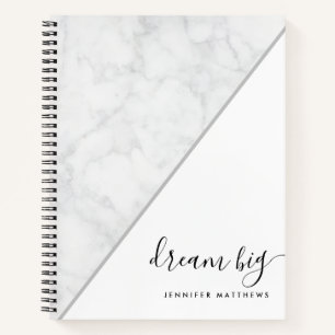 Elegant Chic Marble Dream Big Personalised Notebook