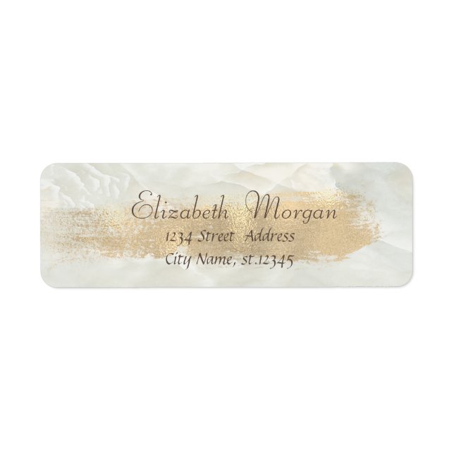 Elegant Chic Marble, Faux Gold Brush Stroke (Front)