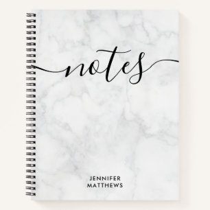 Elegant Chic Marble Personalised Notebook