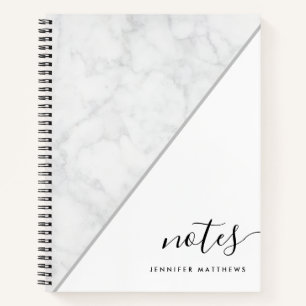 Elegant Chic Marble Personalised Notebook