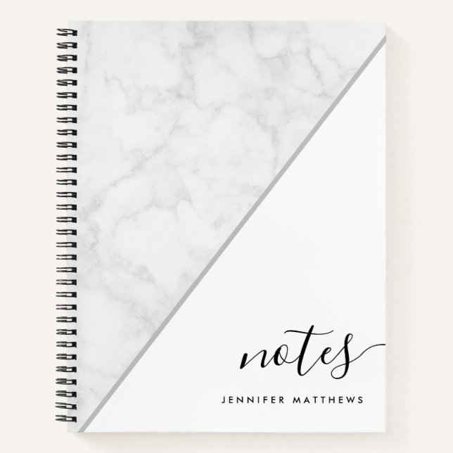 Elegant Chic Marble Personalised Notebook (Front)